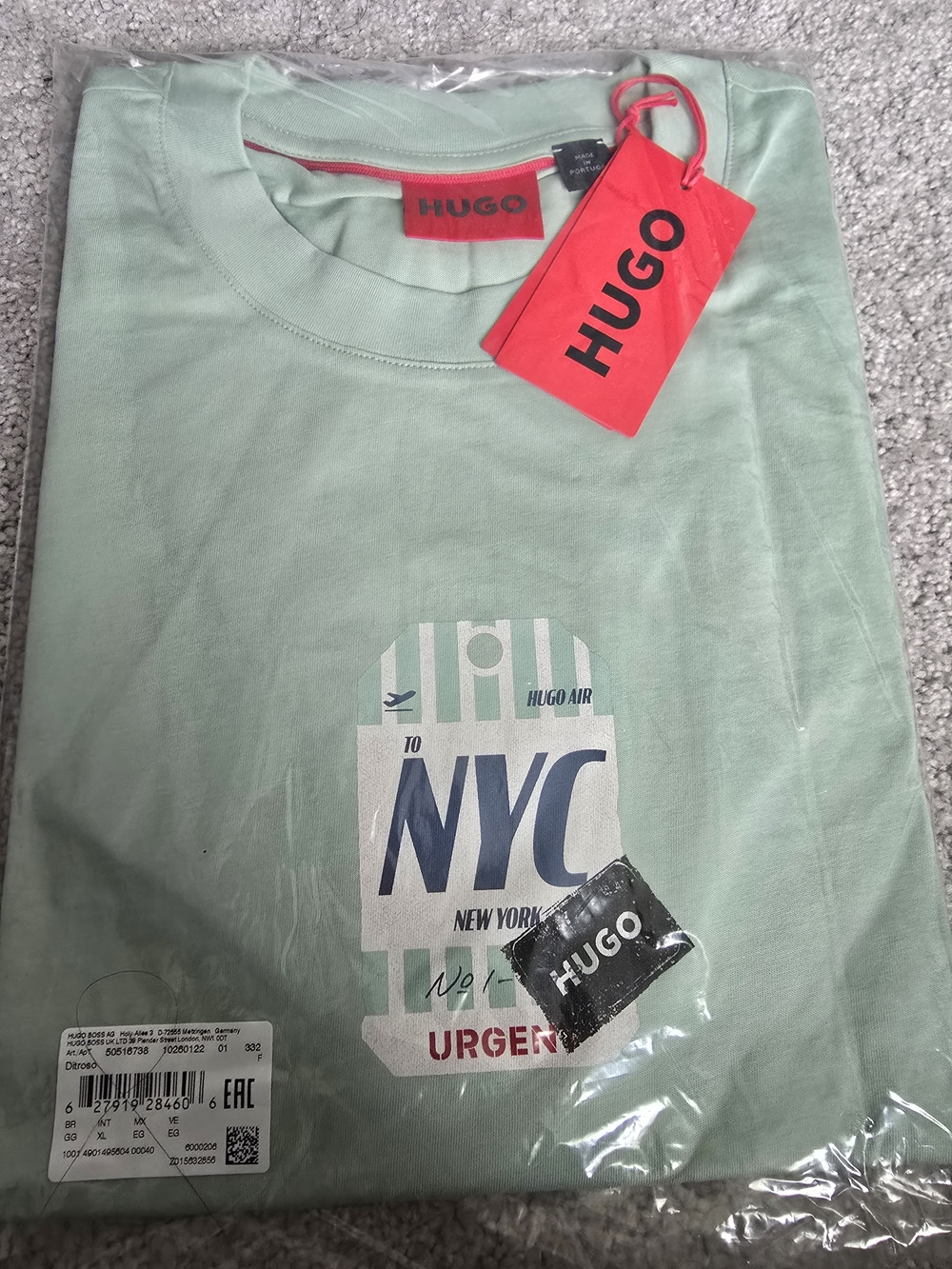 HUGO Mint Green NYC Graphic Short Sleeve Tee